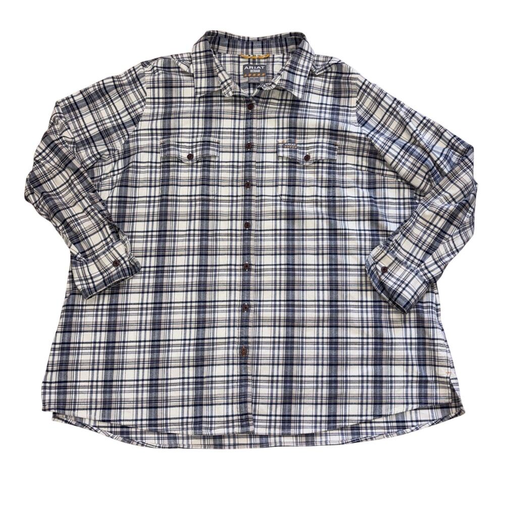 Ariat Rebar Flannel Womens 3X String Plaid DuraStretch Work Shirt 10046647